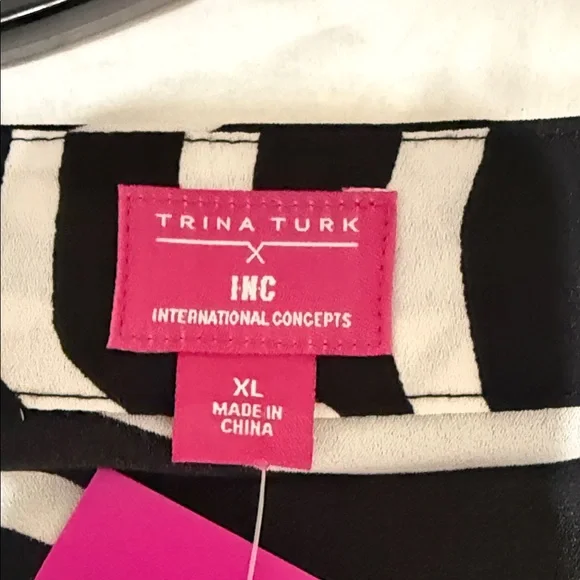 Trina Turk x INC XL 14/16 Zebra Print Dressy Top with Rainbow Cuffs NEW - Picture 9 of 11